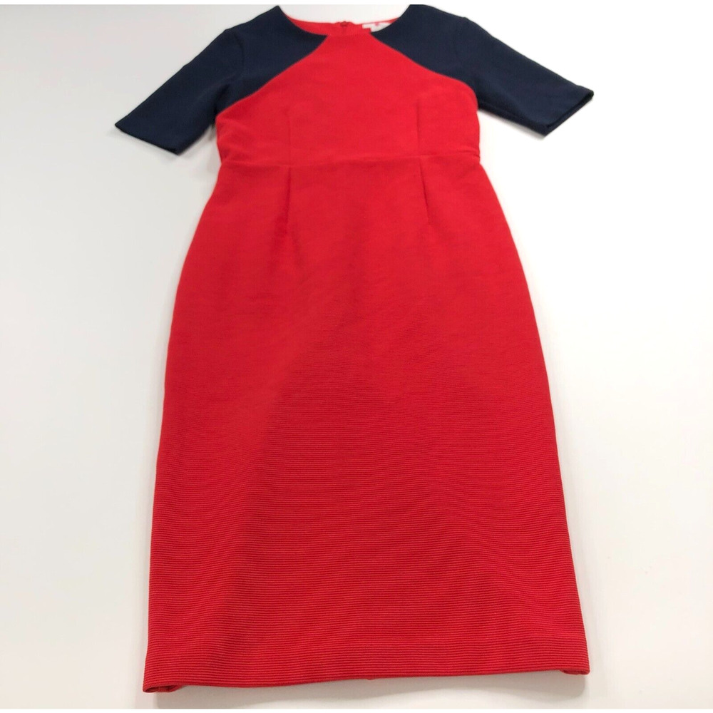 Boden Petite 6p Women's A-Line Knee Length Dress Striped Red Blue MINT